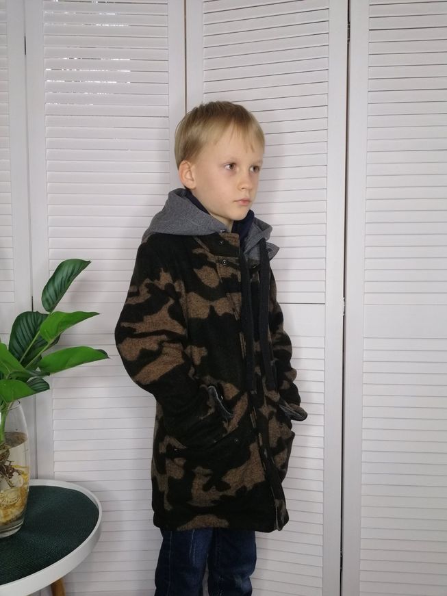 Камуфляжнoе Шерстяное Пальто для Мальчика Демисезон Хаки Р. 32, 34, 36, 40, 42