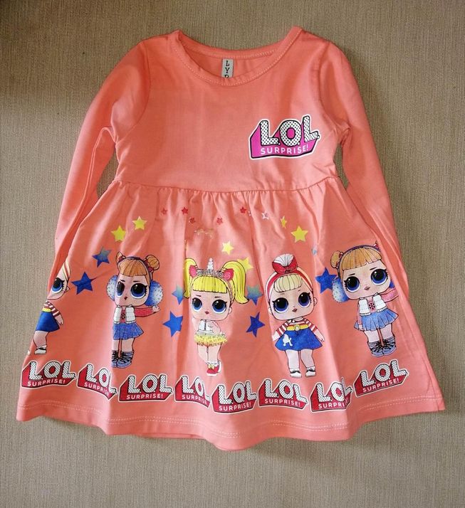 Платье с Длинным Рукавом для Девочки Куколки LOL Жёлтое Рост 92-98 см
