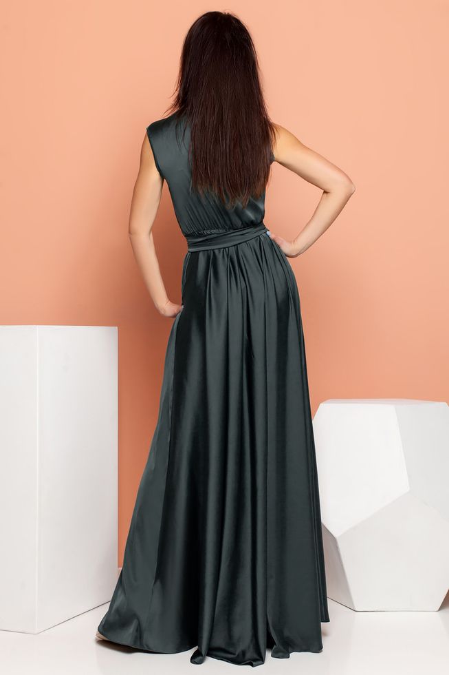 Струящееся Шелковое Платье Длинное на запах Черное р.S, М, L, XL
