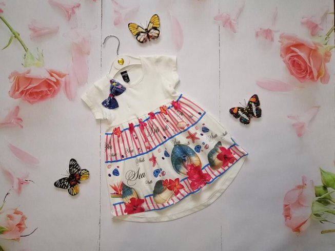 Платье для Девочки Море Цвет Белый Рост 110-128 см