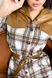 Теплое Платье-Рубашка в Клетку из Кашемира Кофейное под Пояс S-M, L-XL
