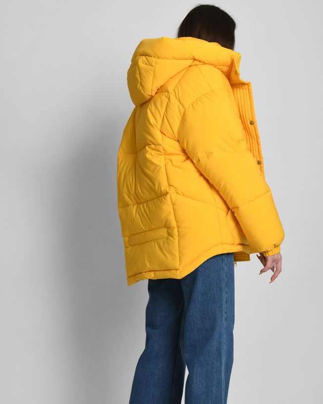 Желтая Зимняя Куртка Кокон с Капюшоном Женская р.42, 44, 46, 48, 48