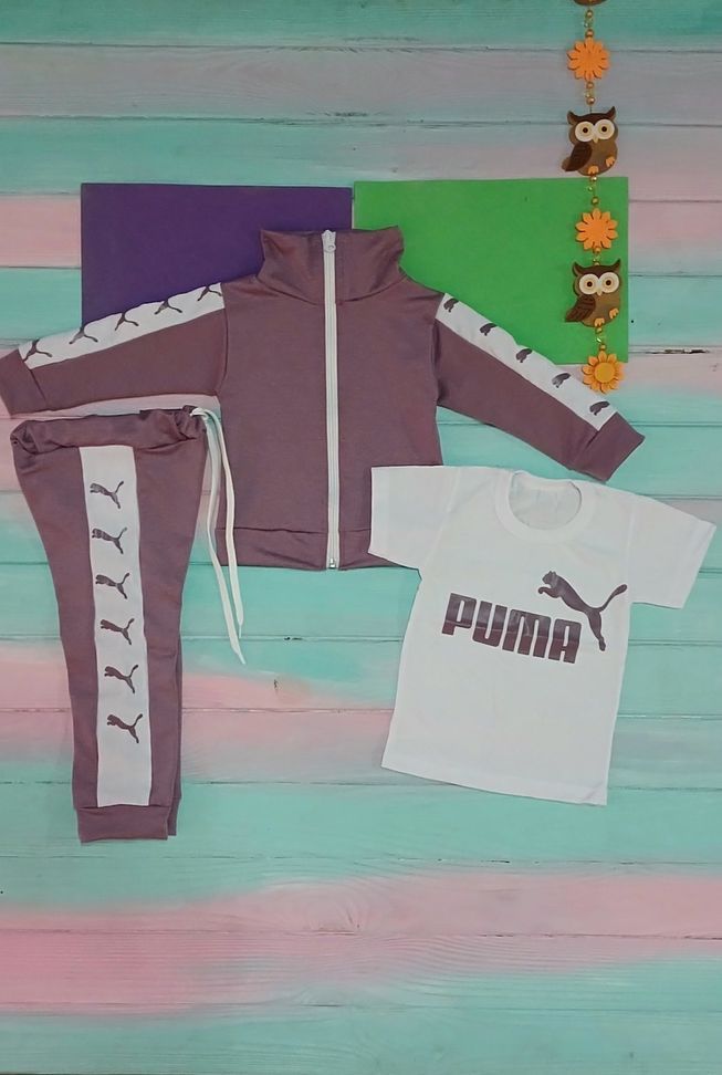 Детский Спортивный Костюм Тройка в стиле Puma Розовый Рост 80-110 см У-1791 фото