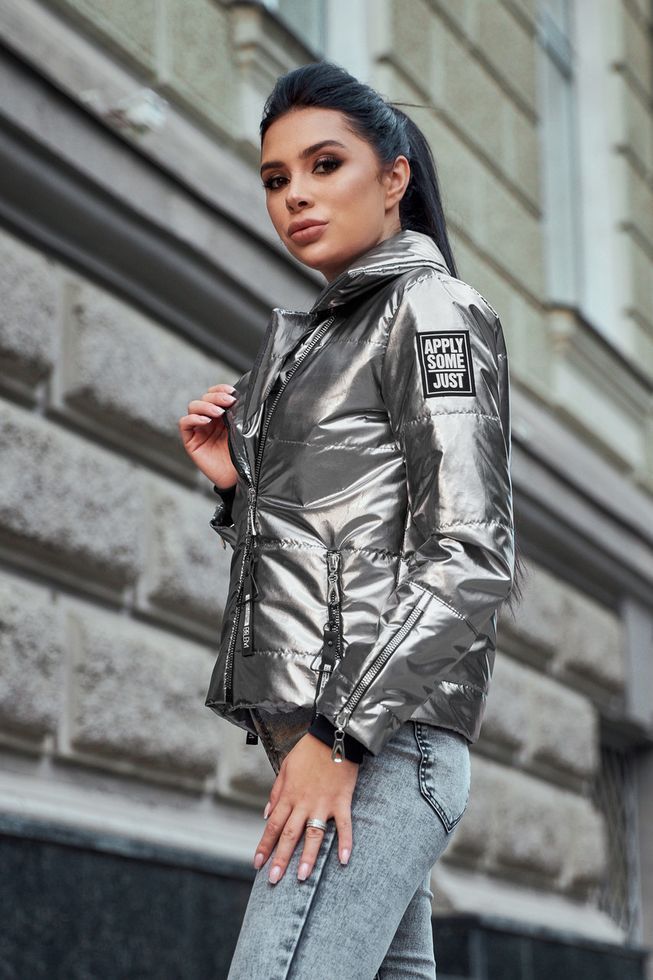 МегаСтильная Куртка Косуха Лаковая на Синтепухе Красная S, L, XL 61487 фото
