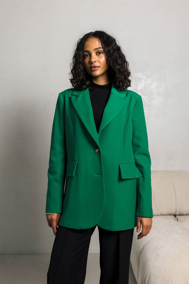 Зелений Класичний Піджак Жіночий на Підкладці S-M, L-XL, 2XL-3XL