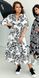 Трендовое Расклешенное Платье из Льна Длинное Синее Принт Листья р.S-M, L-XL