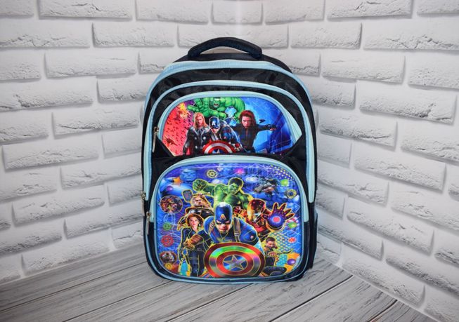 Школьный Рюкзак для Мальчика 3-D Рисунок с Героями Marvel Т.Синий