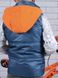 Безрукавка Детская для Мальчика Утепленная Морская Волна с Оранжевым Капюшоном Рост от 98 до 122 см