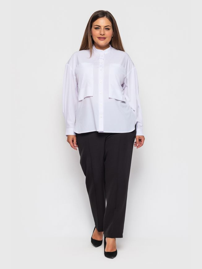 Женская Белая Блуза Большого Размера с Накладными Карманами р.50, 52, 54, 56, 56