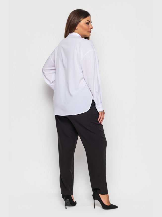 Жіноча Біла Блуза Великого Розміру з Накладними Кишенями р.50, 52, 54, 56