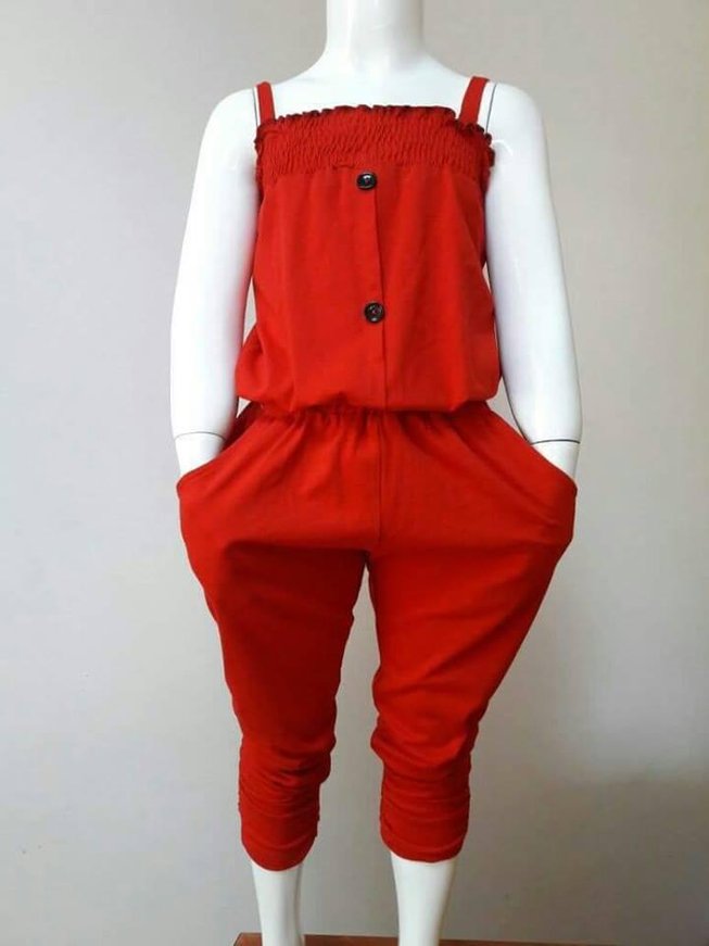 Легкий Хлопковый Комбинезон для Девочки Красный Рост 128 см, 134 см